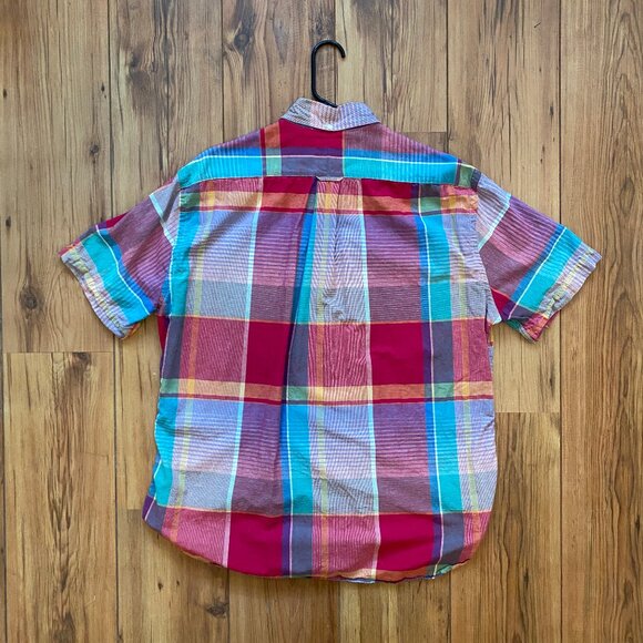 Gitman Vintage Pink Big Madras Check Short Sleeve Button Down, Sz XL - Picture 5 of 9